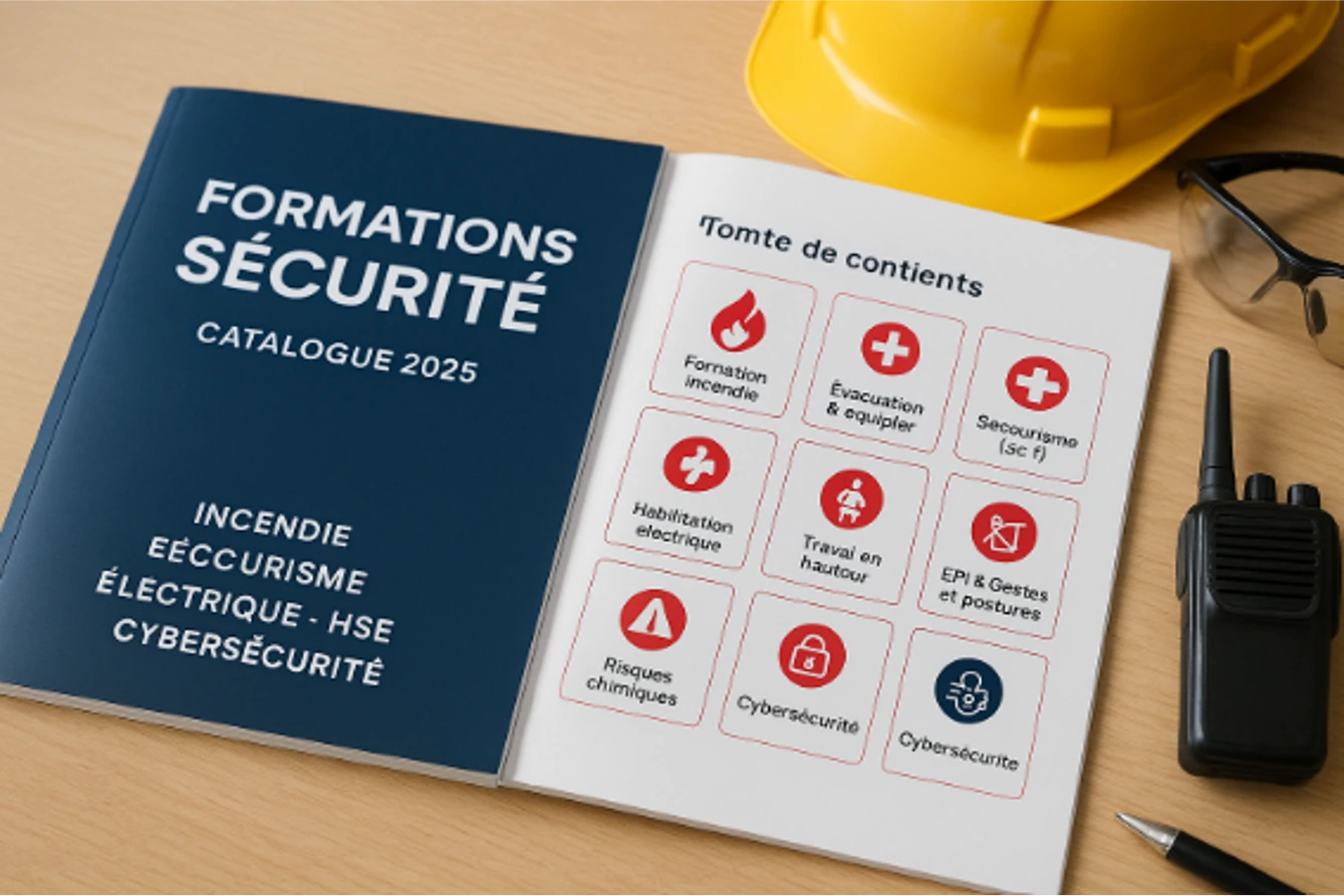 formateur présente un gilet haute visibilité à des salariés en EPI.