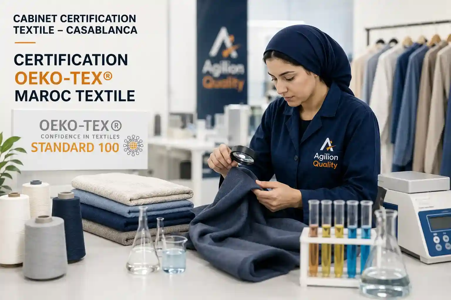Certification OEKO-TEX Maroc textile : test de substances nocives sur produit textile en laboratoire