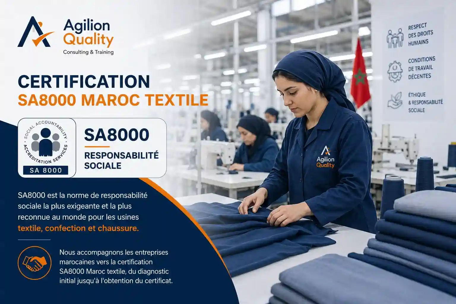 Certification SA8000 Maroc textile : audit social et conditions de travail en usine textile