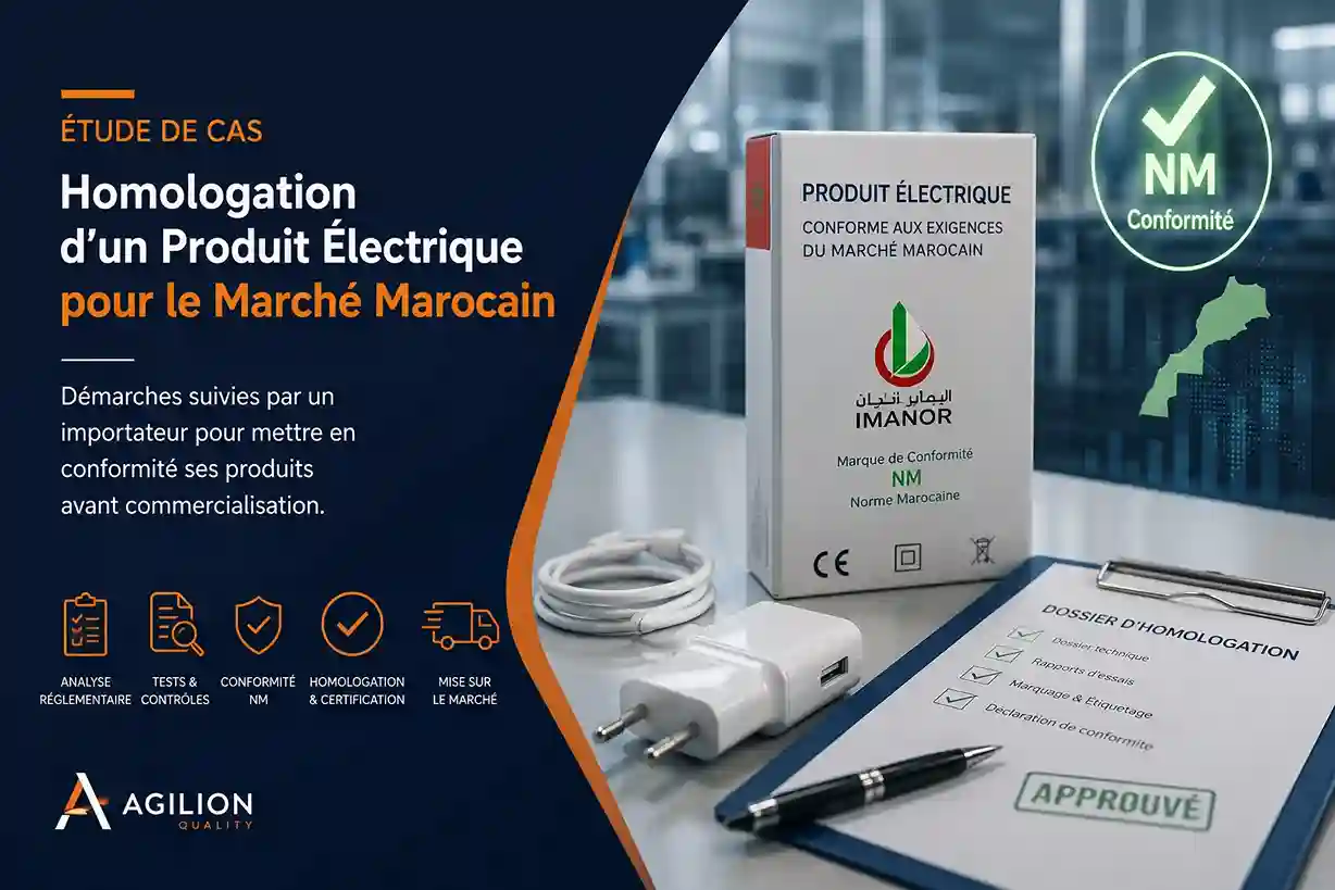 Homologation produit électrique Maroc - étude de cas importateur par Agilion Quality