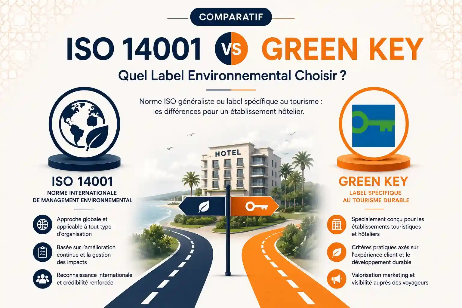 ISO 14001 vs Green Key - comparatif norme environnementale et label tourisme durable par Agilion Quality