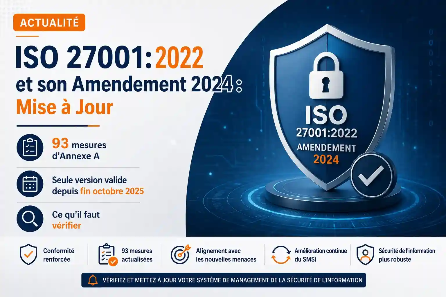 ISO 27001:2022 et son Amendement 2024 - actualité mise à jour norme sécurité information par Agilion Quality