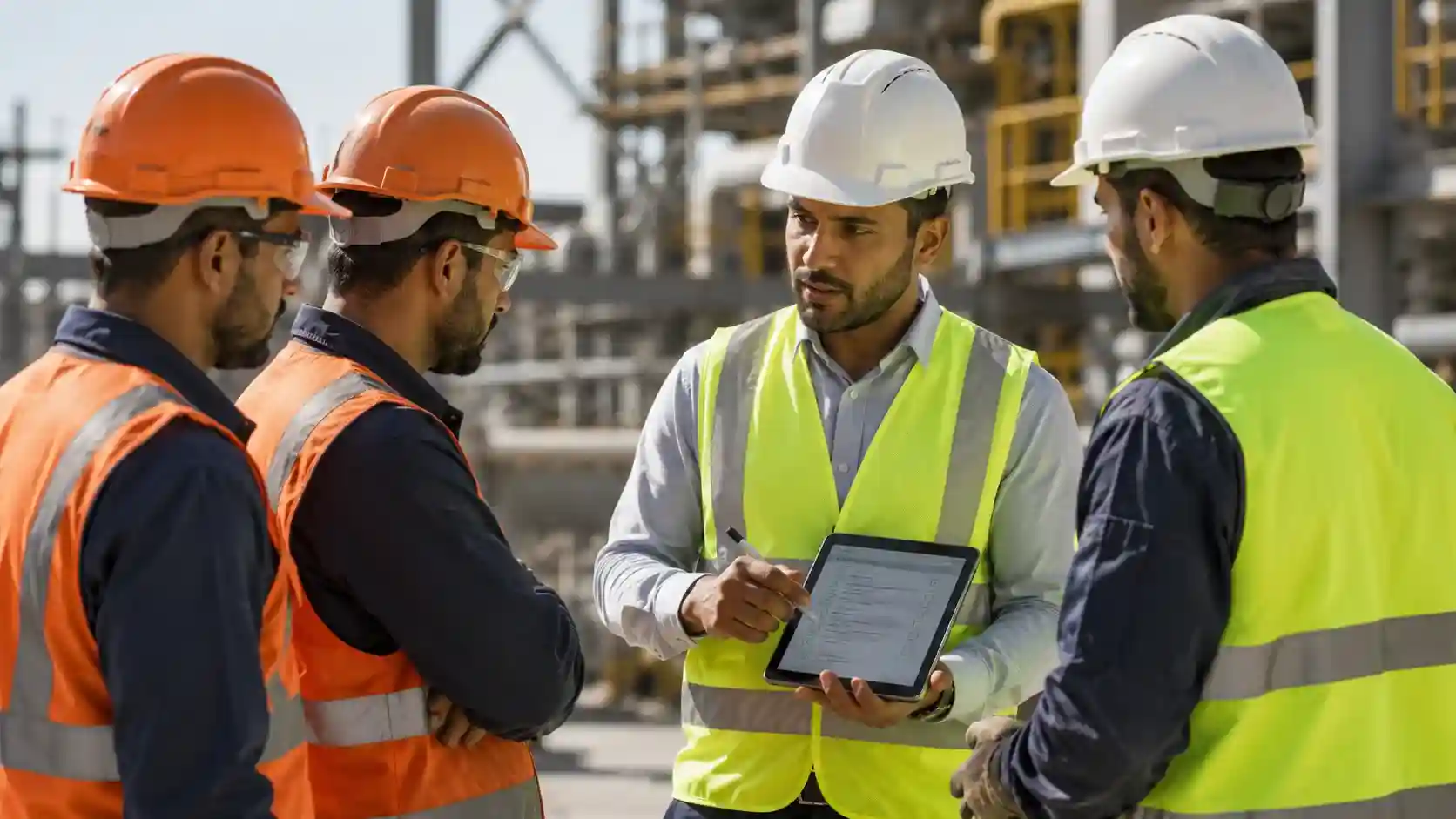 Certification ISO 45001 Maroc — briefing sécurité et équipements de protection individuelle sur site industriel