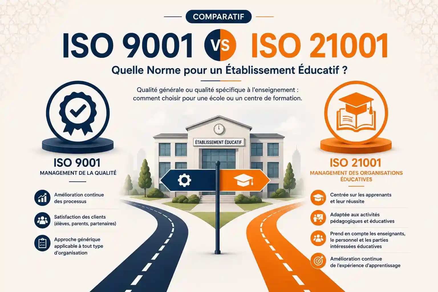 ISO 9001 vs ISO 21001 - comparatif norme qualité générale et norme éducation par Agilion Quality