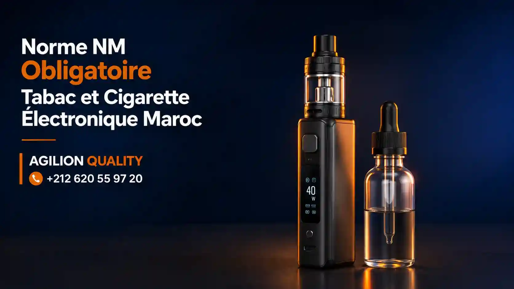 Norme NM obligatoire tabac et cigarette électronique Maroc 2026 - e-liquides, tabac muassel, sachets nicotine IMANOR