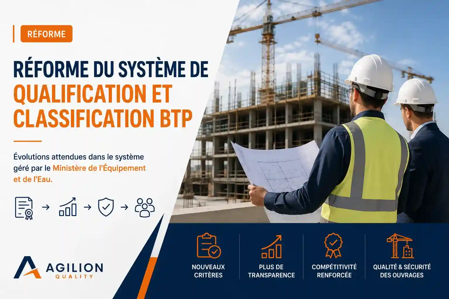 Certification ISO 9001 secteur BTP Maroc - accompagnement qualification classification par Agilion Quality